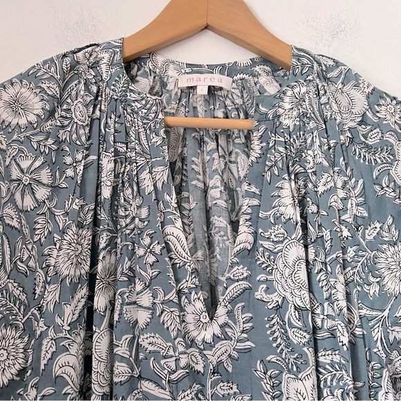 Marea The House Dress Blue Modern Floral Cotton Midi Prairie Cottagecore Summer - Picture 4 of 16